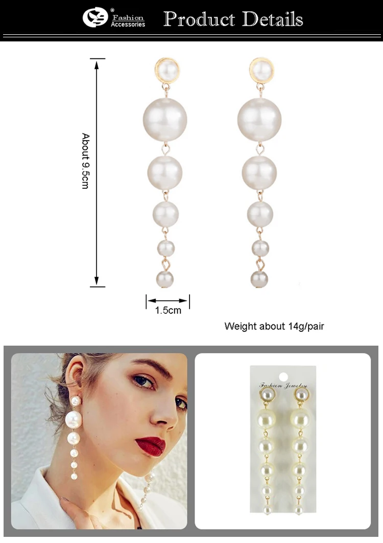 NEW Fashion Women Dangle Drop Tassel Pearl Bead Stud Earrings Gift Jewelry 