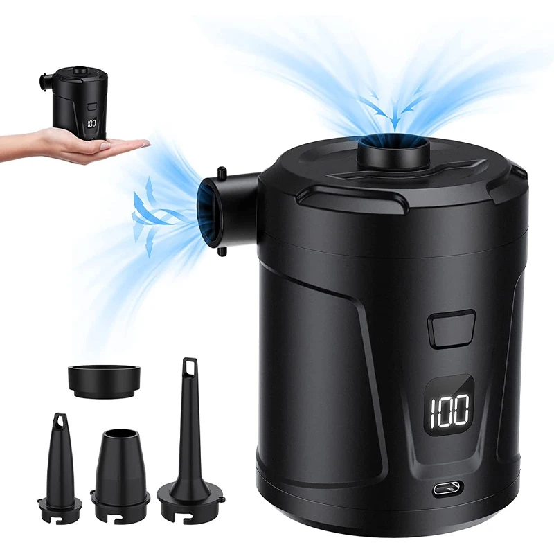 LCD Outdoor Camping USB Rechargeable Plastic Air Pump with 280L/MIN Flow & 50min+ Work Time for Air Bed Mattress Inflator - view 6