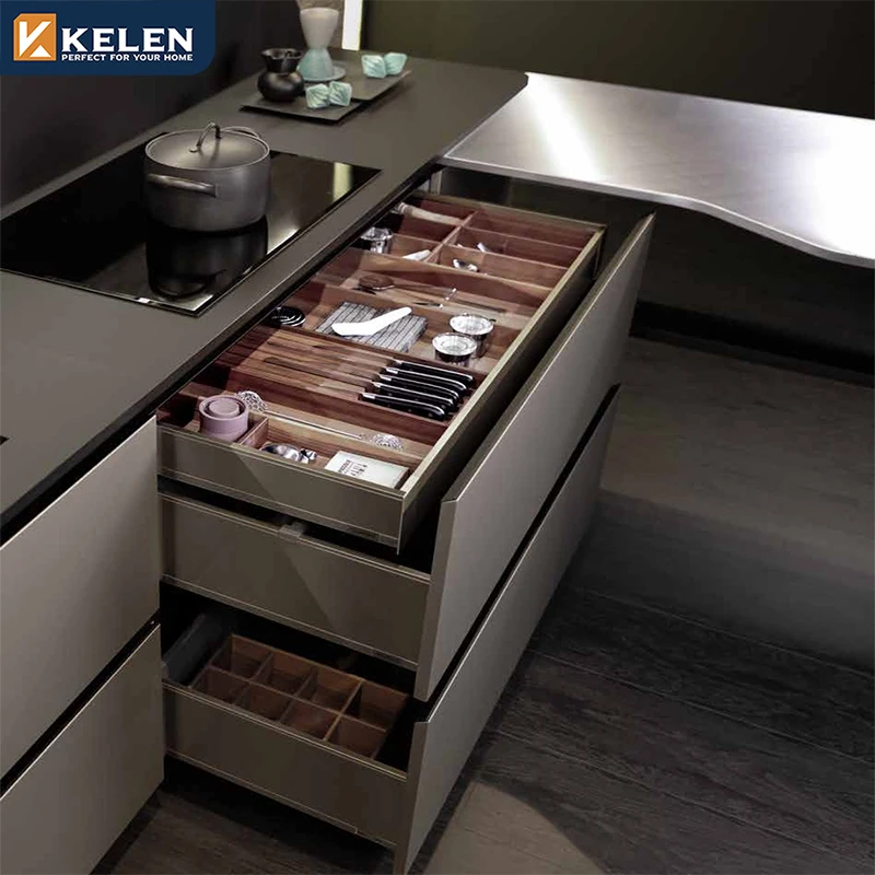 Kelen 2025 Luxury Custom Furniture Island Manufacturer Modern Cupboard Designs Home and Kitchen Cabinet