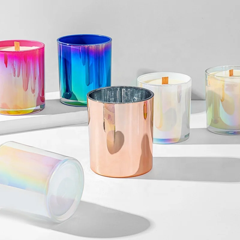 Rainbow Glass Mercury Glass Candle Holders Jar Holders Iridescent Gradient  Vessels For Soy Wax Scented Mercury Glass Candle Holders Making From  Chaplin, $1.6