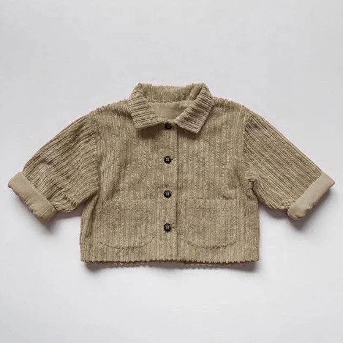 2025 New Spring Autumn Children Outwear Jacket Solid Color Corduroy Cotton Casual Boy  Coat