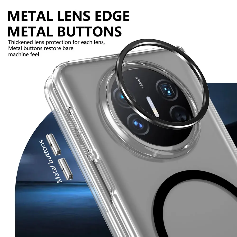 Laudtec Sjk960 Clear Phone Case Slim Magnetic Metal Lens Anti Yellow Shockproof Cover Simple Business For Huawei Mate X5 X3 supplier