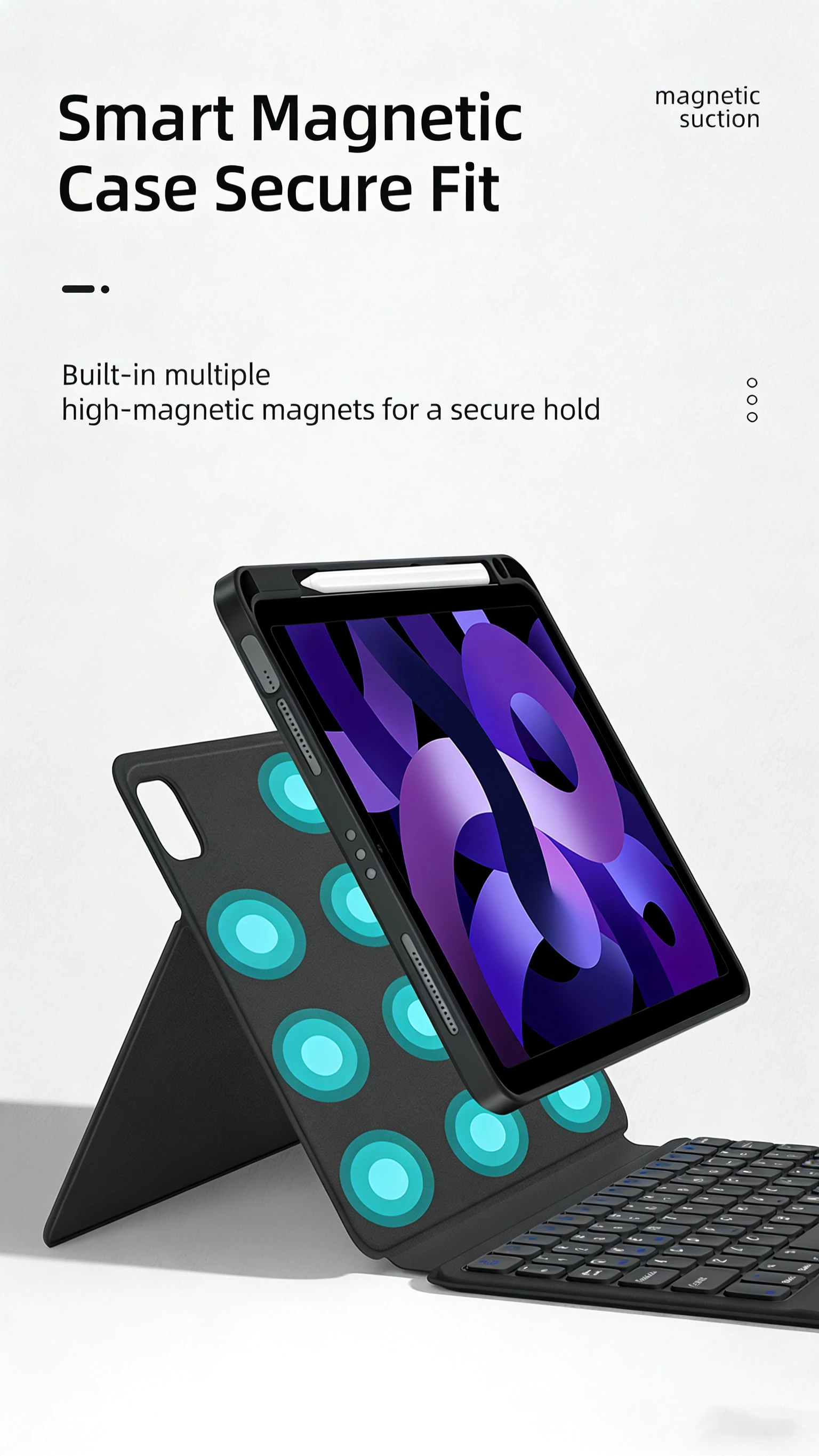 product laudtec multi angle keyboard case with magnetic detachable design touchpad and pen holder suitable for work and entertainment-2