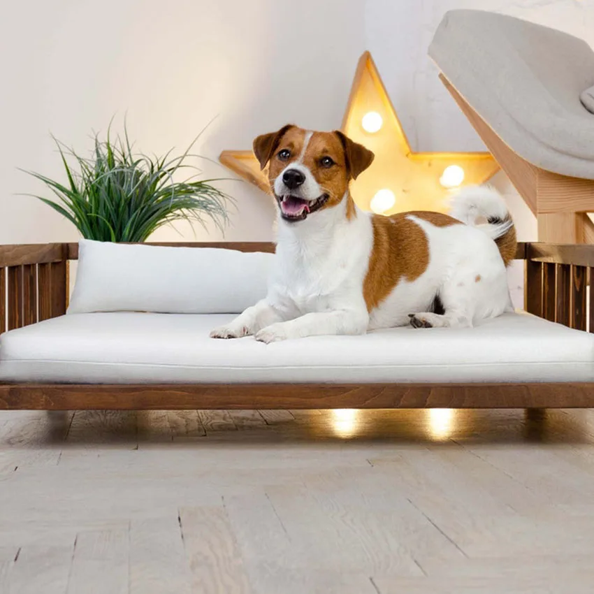 Wood Elevated Dog Bed Wood Luxury Large Wooden Bed Dog House With