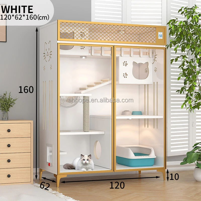 Hot Sale Luxury Solid Wood Cat Villa Nest Bed Wooden Pet Cage Cat