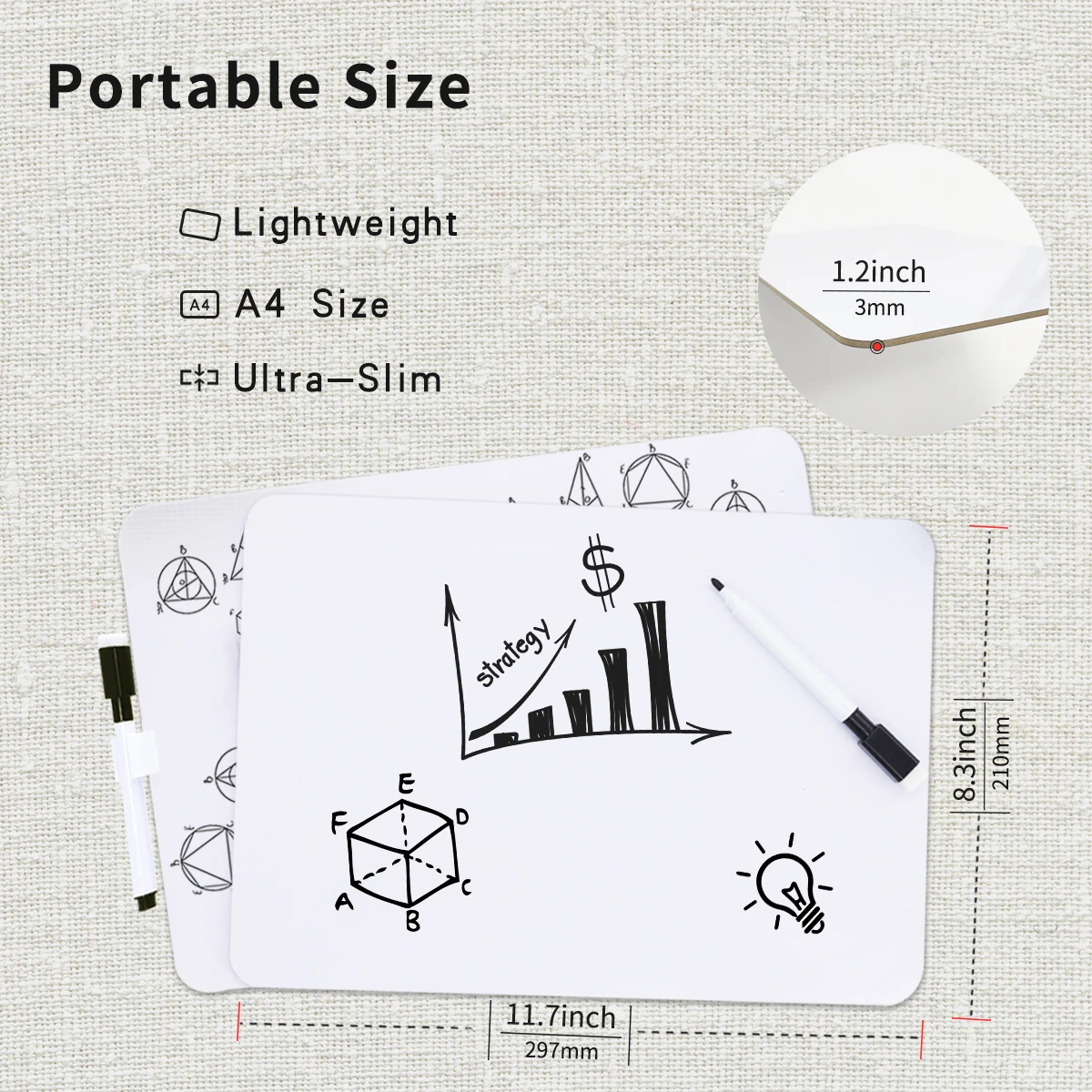 Dry Erase Board Children's Grid Writing Board,Framed Portable Mini