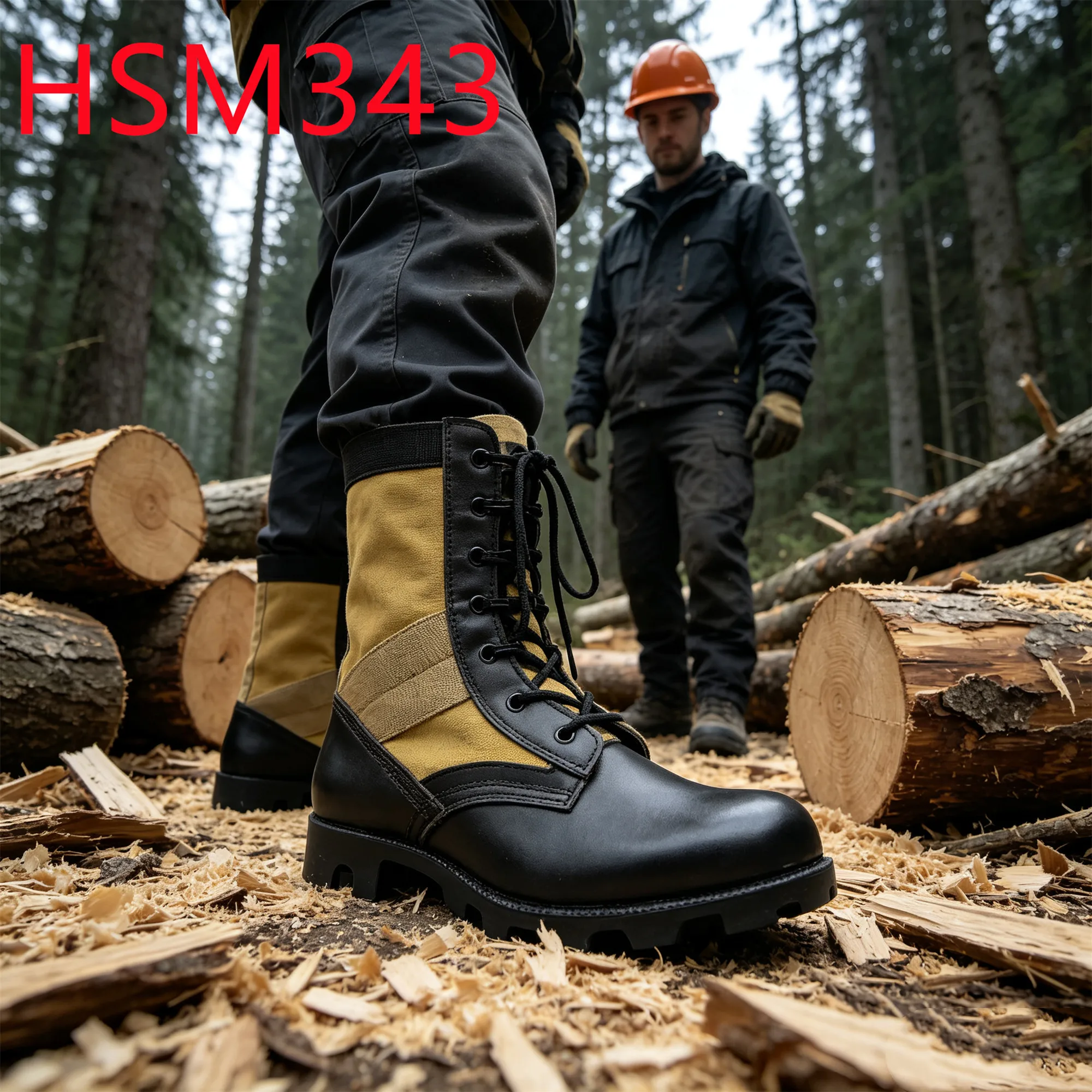 HY,forest Keeper Hard Vulcanized Rubber Hua Singh Combat Boots Full Grain Leather Brown&yellow 8'' Tactical Jungle Boots HSM343