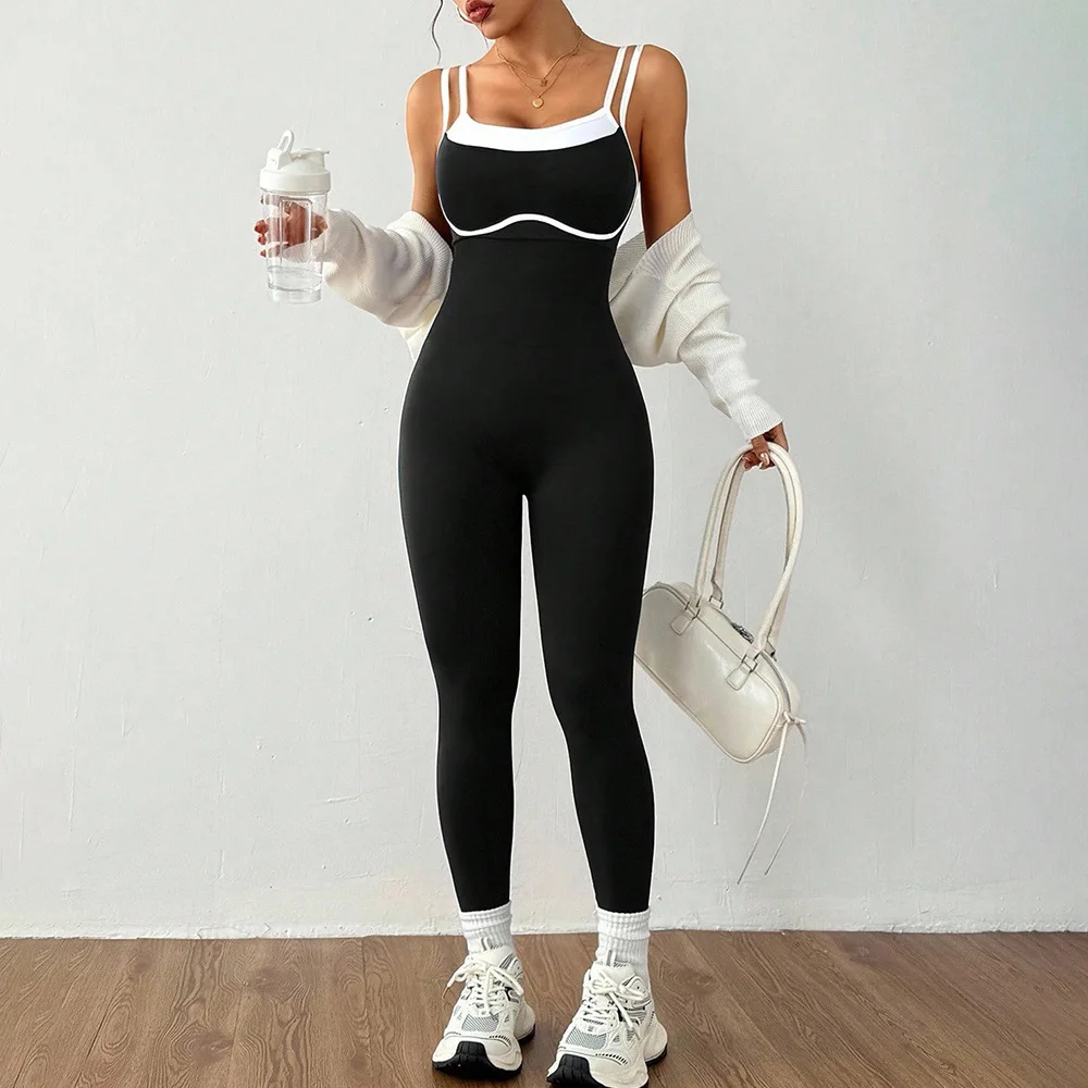 Quick-Dry Seamless Outdoor Sports One-piece Fitness Clothing Yoga Suit Jumpsuit Spaghett detail