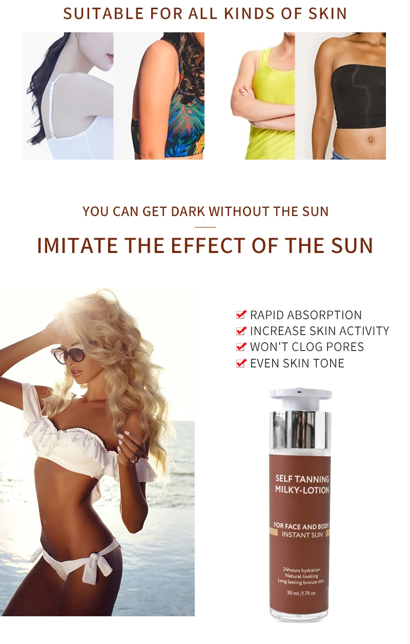 Colors Natural Sun Instant Dark Solarium Suntan Tanning Oil Mousse Oem Private Label Custom Self