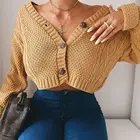 Tops For Womens Fashionable Sweater Tops New Style Mujer Knitting Crop Tops Girls Fashionable Loose Sexy Acrylic With Button Knit Cardigan For Women