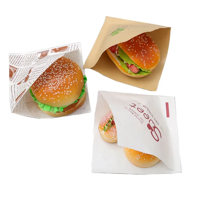Spot bread ready-to-wrap paper bag custom-made L-shaped opening sandwich triangle bag baking oil-proof packaging bag