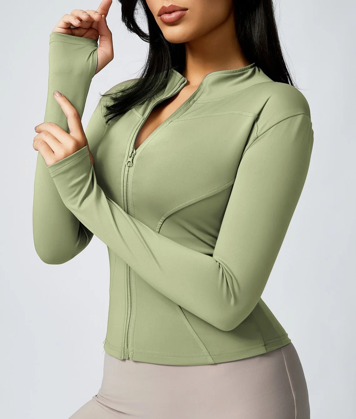 Sports Jacket Seam Zipper Long Sleeve Breathable Quick Dry Yoga Top Suitable for Running preview