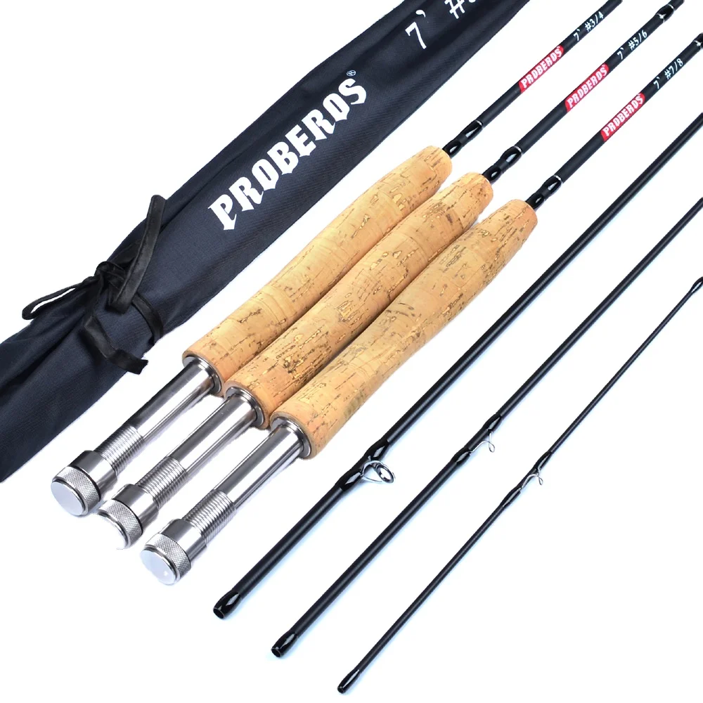 Fly Fishing Rod 7FT 9FT 2.1M 2.7M 4 Section Line Wt 3/4 5/6 7/8 Soft Cork  Handle Fly Rod Fishing Tackle