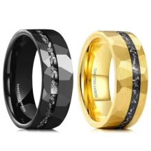 Wholesale Wedding Brand Rings Set IP Black Gold Tungsten Hammered Rings Tungsten Men Rings Custom Tungsten Wedding Rings for Men