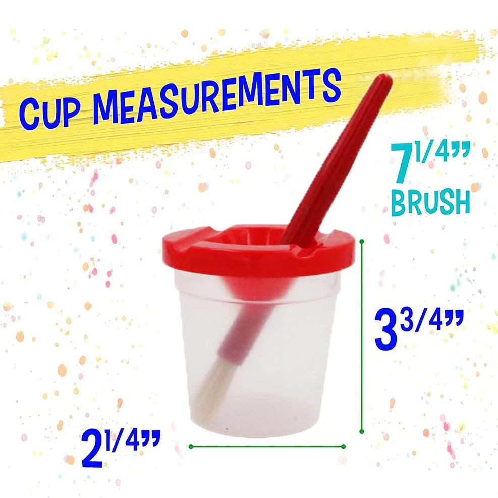 Paint Cups Paint Containers with Lids, 4 Pack No Spill Paint Cups for Kids Including Toddler Paint Brushes Toddler Art Supplies Paint Cups with Lids