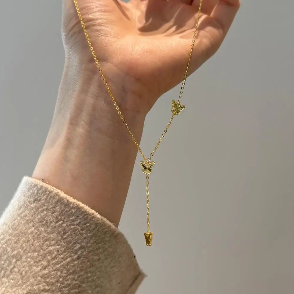 KAKODIY new 925 sterling silver jewelry gold-plated tassel butterfly forest necklace for women detail 4
