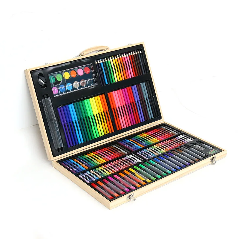 Art Set Drawing Colored Pencils Paint Brush Oil Pastels Art