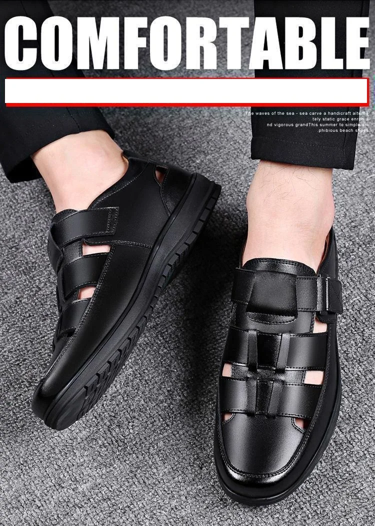 2025 oem customized footwear sandals homes men's Cow leather sandals made men's sandals lather