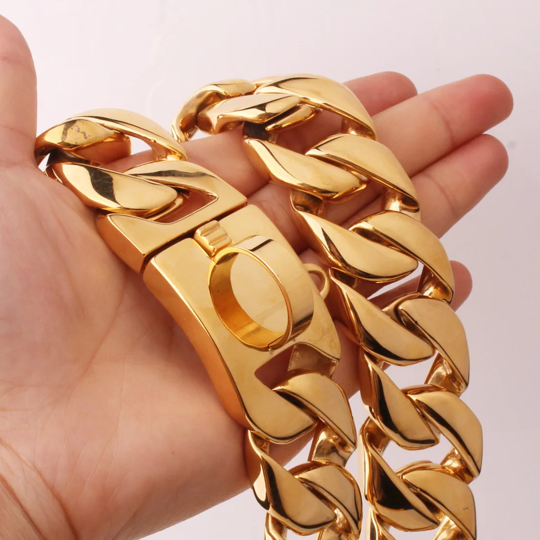 Customized Dog Collar Gold Big Dog Chains Pet Hip Hop Leads Kit Collars