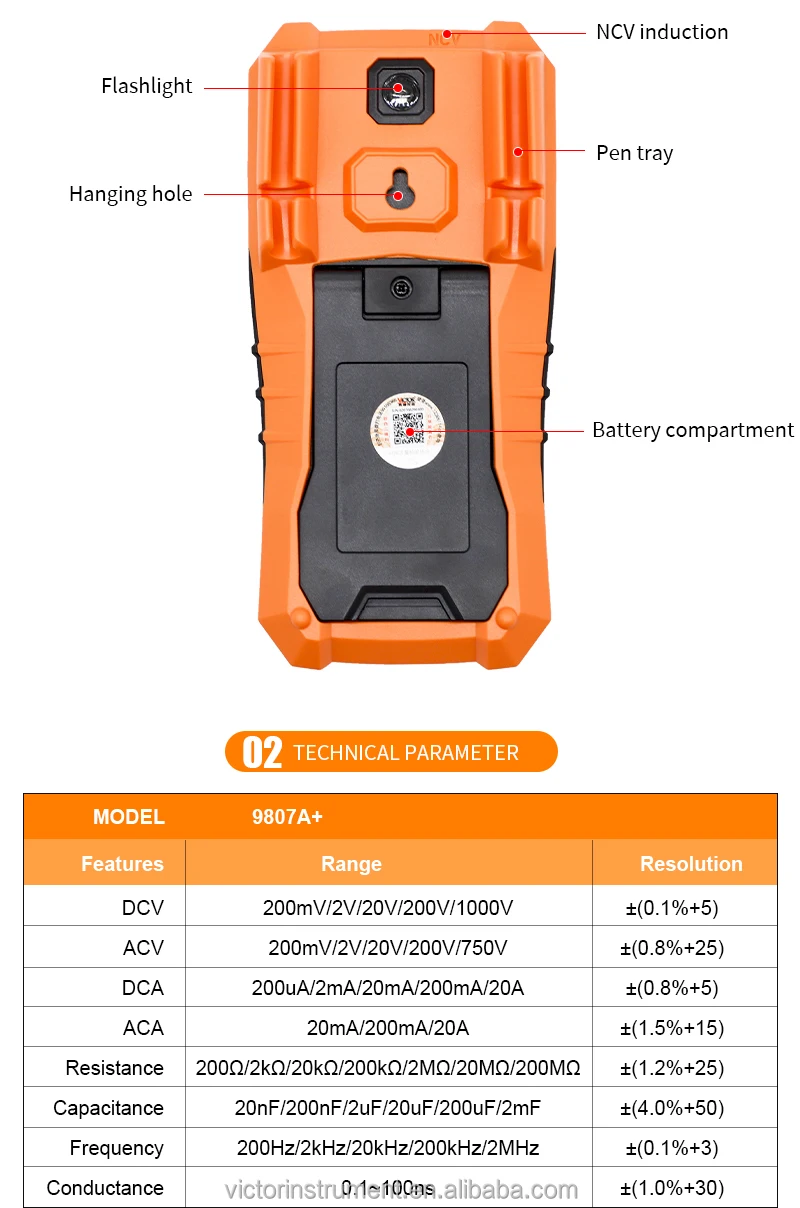 Victor 9801a+ 9804a+ 9807a+ 9808+ 980+ Digital Multimeter Manual Range ...