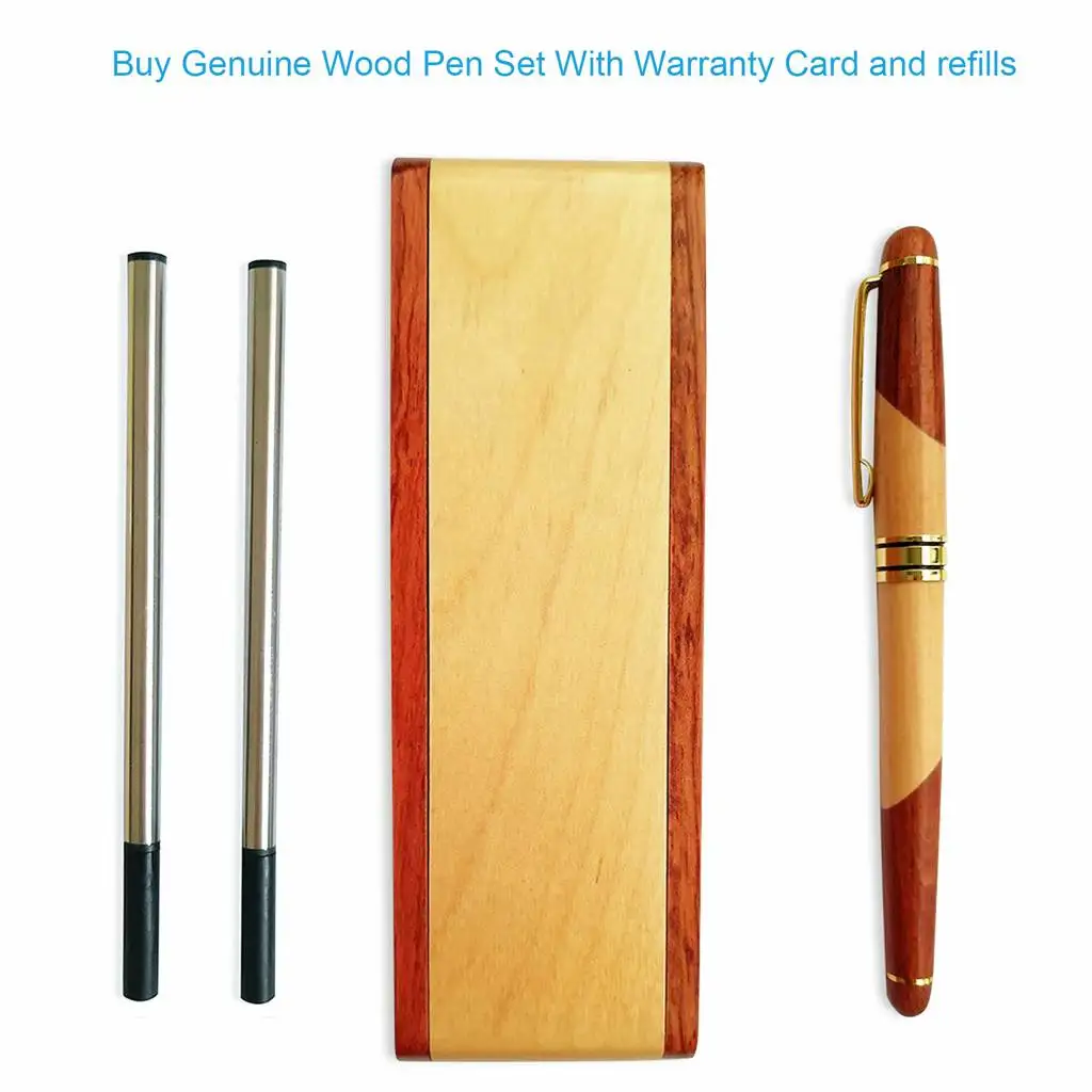 Luxury Wooden Ballpoint Pen Gift Set with Business Pen Case Display, Nice Writing Pen with Box and Gel Ink Refills