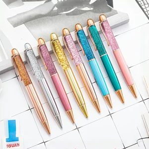 Custom Logo 1.0mm Nib Rococo Style Business Advertising Sports Pen Novelty Glittering Liquid Metal Ballpoint Pen Gift