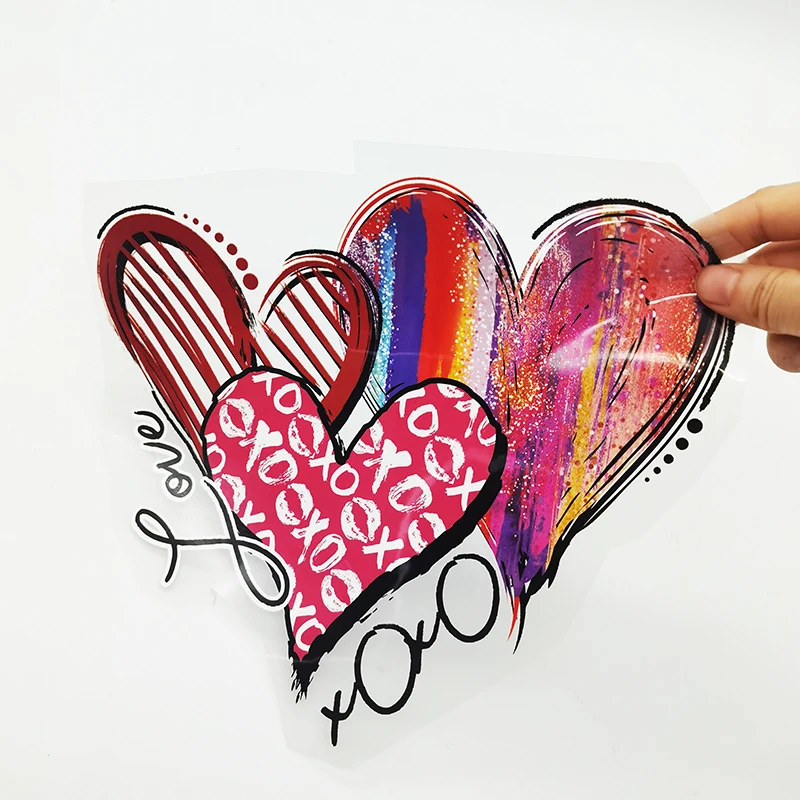 Small MOQ Heart Flower Love Pattern Heat Transfer Printing Ready to Press on Shirts Cheap DTF Valentines Day PET Material