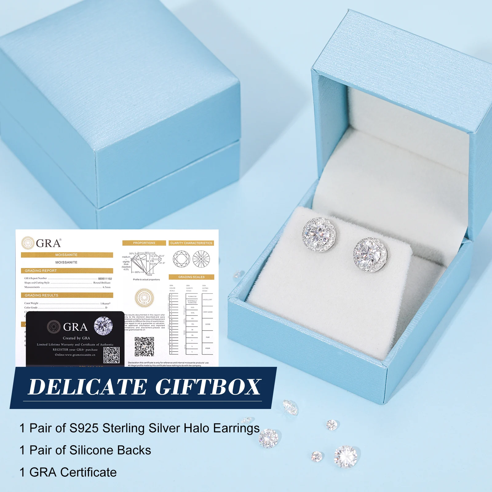 Orecchini In Vero Argento Sterling Con Diamante Creato 1 Ct: Design Moderno Per Donne, Regalo Perfetto