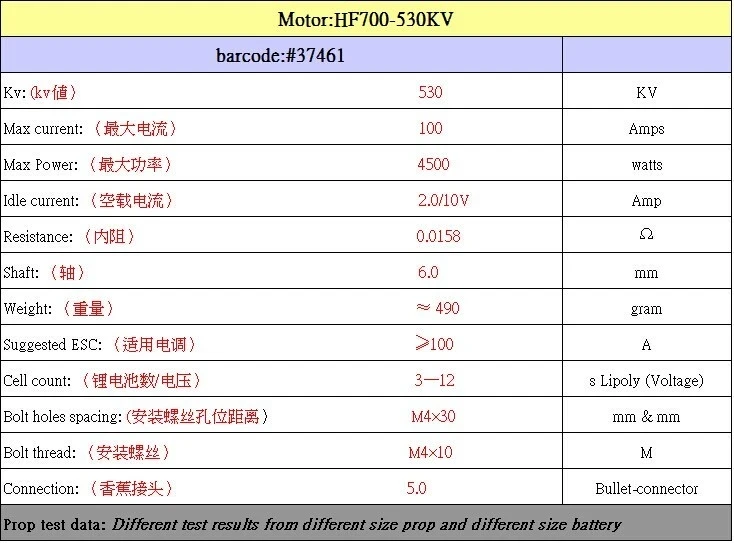 Gartt Hf700 530kv 4500w Brushless Motor For Trex 700 Rc Helicopter High ...