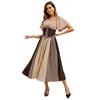 0819 Brown Dress with Waist Belt and Ribbon