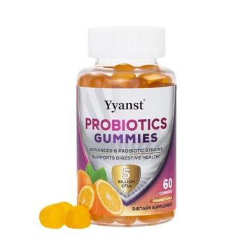 OEM/ODM Orange Flavor Probiotics Gummies with 5 Billion CFU 6 Probiotics Strain Support Digestive Health Probiotics Gummies