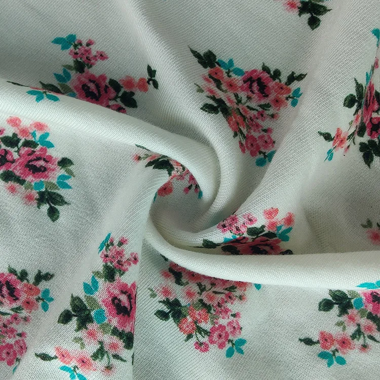 Custom Wholesale Cotton Bamboo Fabric Kint Printing Design Floral Inspired Fabric Textile For Bag