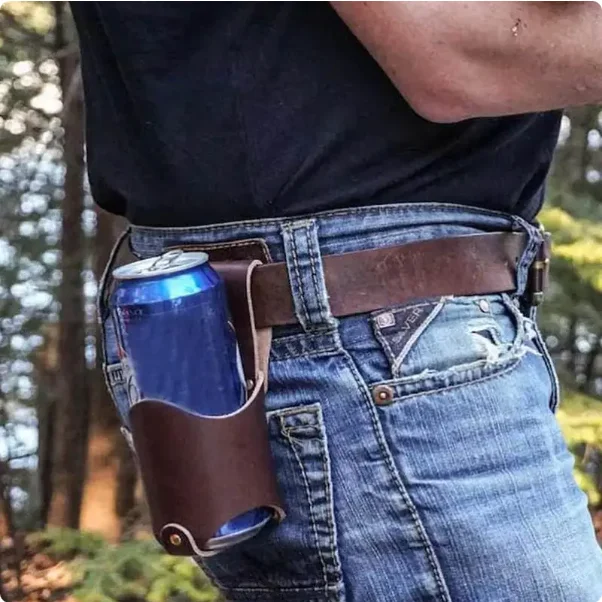 Leather Bottle Waist Holster Portable Beer Belt Bag
