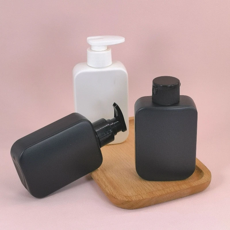 Cosmetic Packaging Empty HDPE Plastic 300ml Liquid Packaging Shampoo Bottle Skin Care Packaging square Plastic Shampoo Bottle