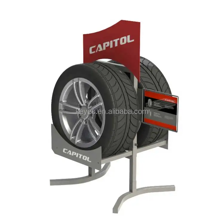 Specialty Customized Car Showroom Floor Standing Metal Hook Alloy Tire
