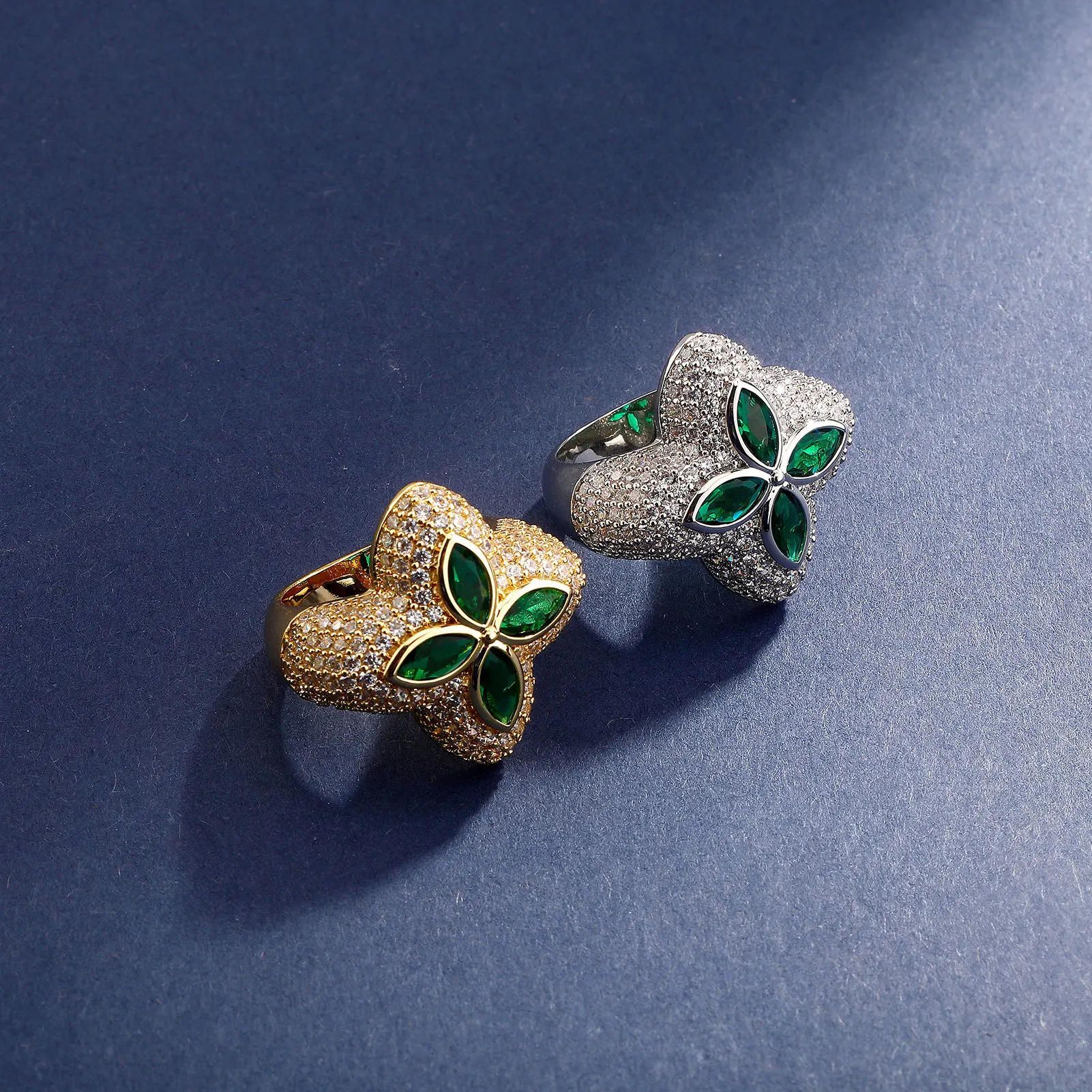 Moissanite Green Full Iced Out Ring For Wedding And Engagement_voghion.com