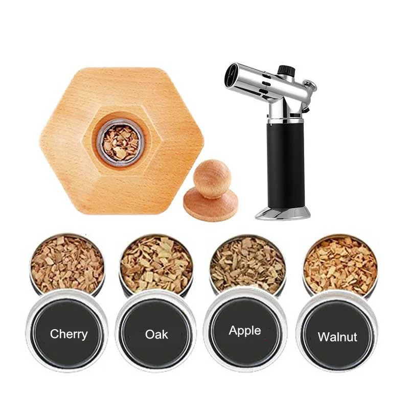 8 Stukken Roken Houtsnippers, Whisky Houtsnippers, Cocktail Roker Kit voor Beginners, Professionele Barmannen, Cateringmateriaal, voor Buiten, Wandelen en Kampeerbenodigdheden