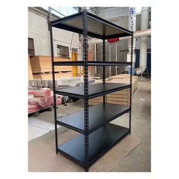 China 5 Tiers Steel Rack 75kg-150kg Capacity Light Duty Shelves Warehouse Garage Slotted Angle Storage Metal Rivet Z Beam