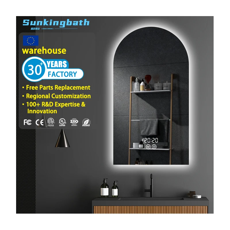 Decorative Bathroom Accessories Arch Touch Mirrors Makeup Mirror Anti-Fog Bath Mirrors for Laundry Rooms