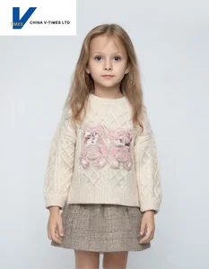 China V-Times Spring and Autumn INSbobo Girls' Casual Sweater Tedd Series New Children's Knitted Top Perfect Baby Autumn Outfit