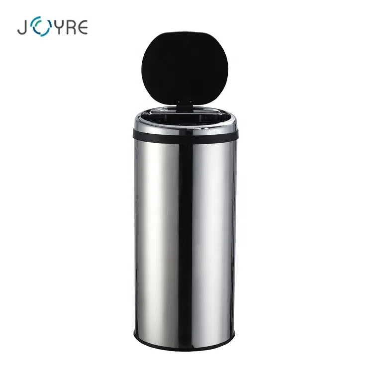 
Высокое качество, 50 л, 13 галлонов, круглая, серебристая, большая, одно касание, мусорная корзина 