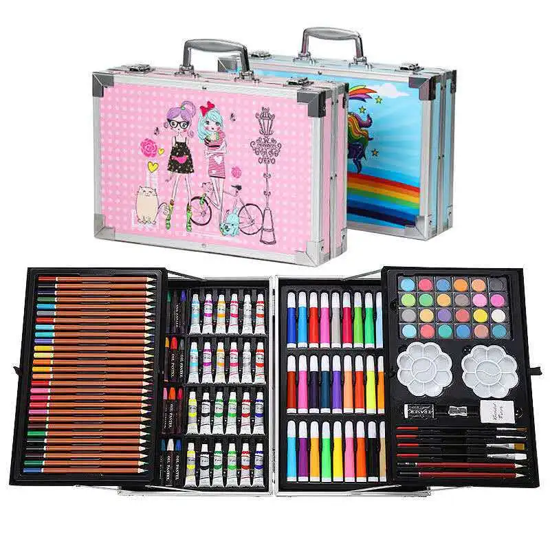 150 Pcs Kids Art Set Children Drawing Set Water Color Pen Crayon Oil Pastel  Painting Drawing Tool Art Supplies Stationery Set