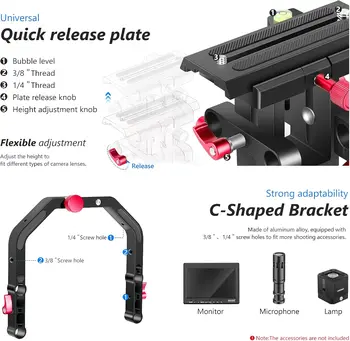 Neewer Shoulder Rig Kit for DSLR Cameras and Camcorders, Movie Video Film Making System With Matte Box, Follow Focus, C-Shaped detail image