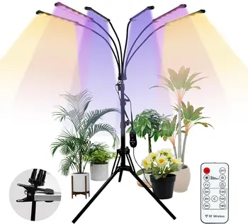 Grow Lights for Indoor Plants Full Spectrum, 6 Heads LED Floor Plant Lights for Indoor Growing with Clip   Adjustable Stand
