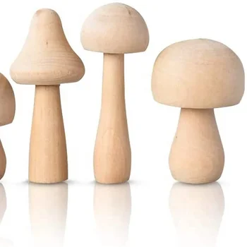 Manufacturer Price Assorted Size Wooden Mushroom Gifts Crafts Making Natural Unfinished Wooden Arts and Kits for Christmas