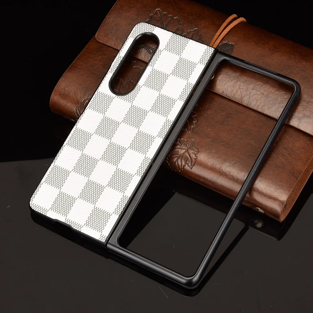 Wholesale Retro Brand Slim Grid PU Leather Case For Samsung Galaxy Z Fold 3  Cover From m.
