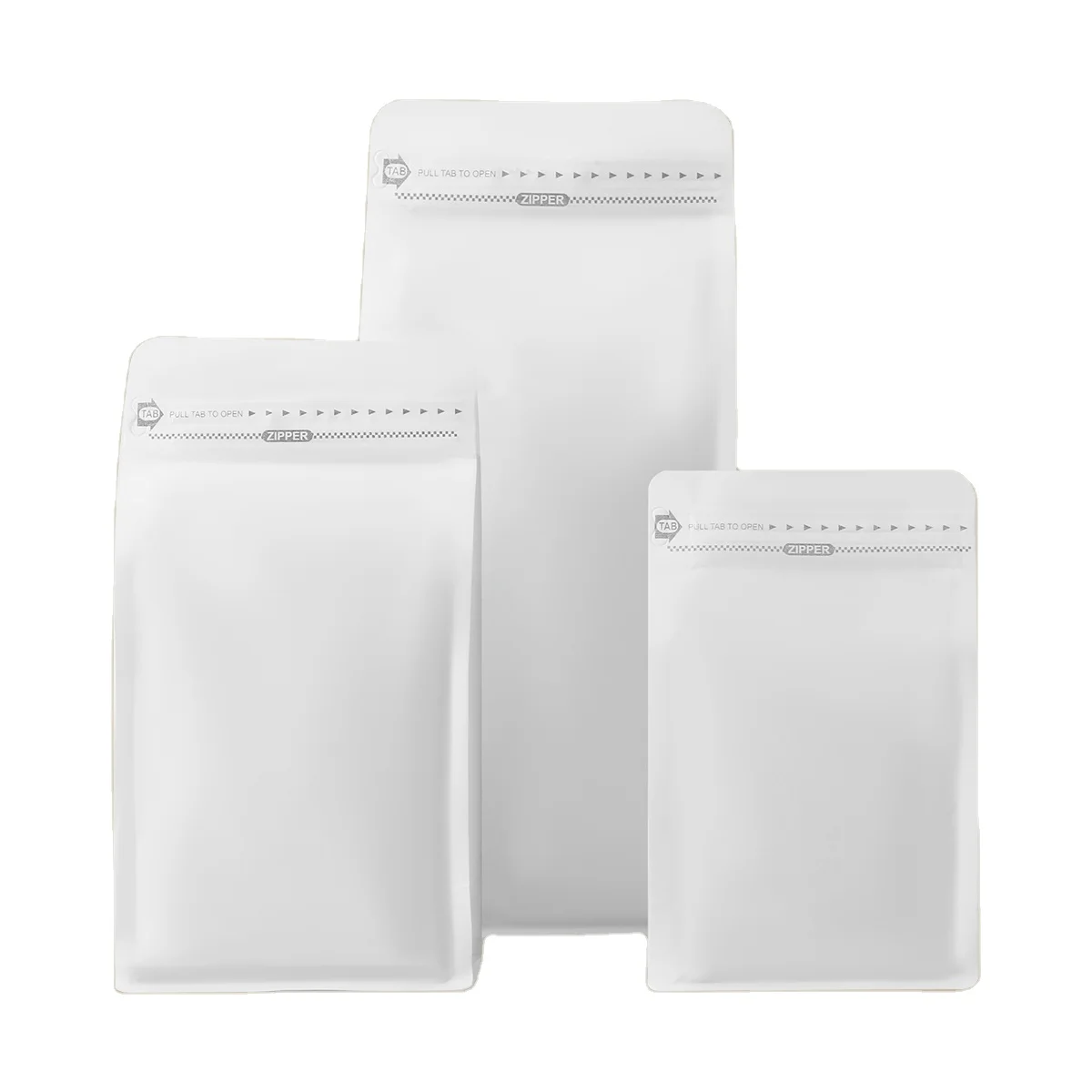 Resealable Biodegradable Recyclable Kraft Paper BRC Certified Matt White PE Plastic Square Bottom Zipper Bag Valve for Noodle