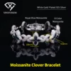 Pulsera de trébol de moissanita azul zafiro