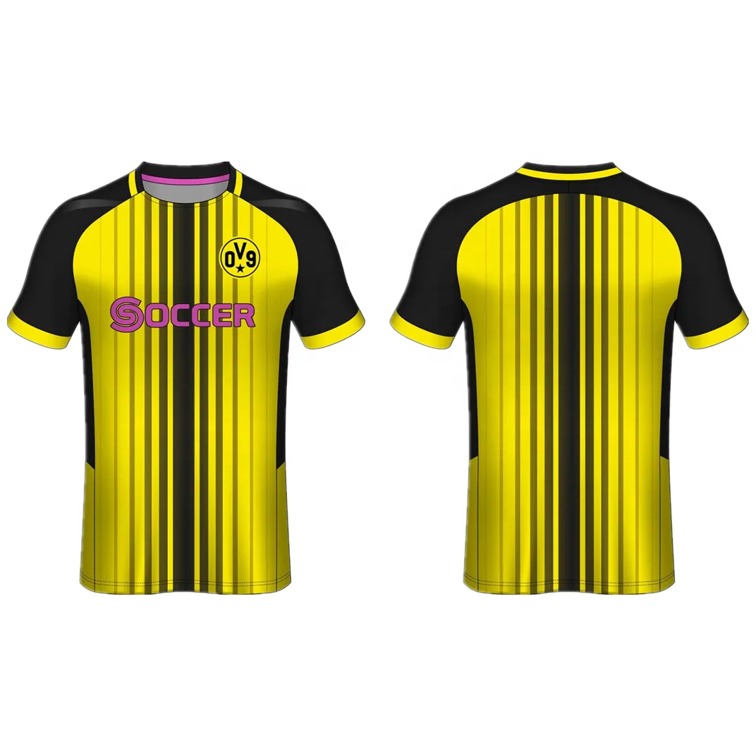 Polyester Sublimation Retro Yellow Custom Soccer Jersey Set High Quality Football Sportswear