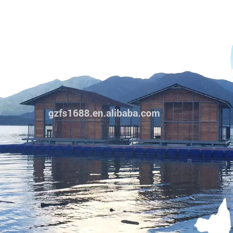 Simple Installation Floating House on Water with Durable Plastic Pontoon Platform